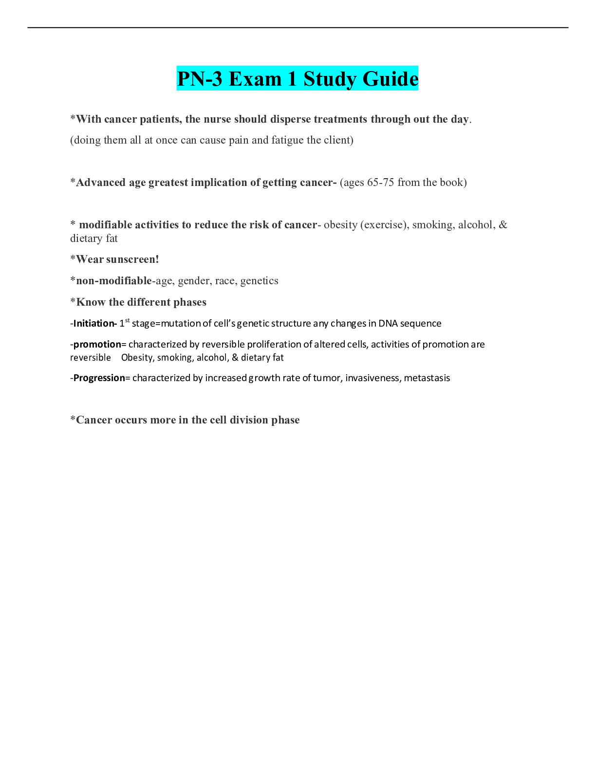 Preview image of PN-3 Exam 1 Study Guide document